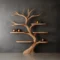 Handmade Tree Shape Wall Bookshelf Solid Wood Floating Bookcase
