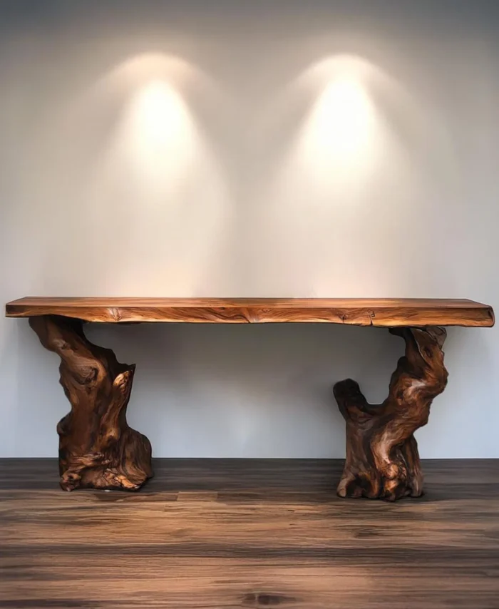 Walnut Live Edge Sofa Table Rustic Desk Table Handmade Solid Wood