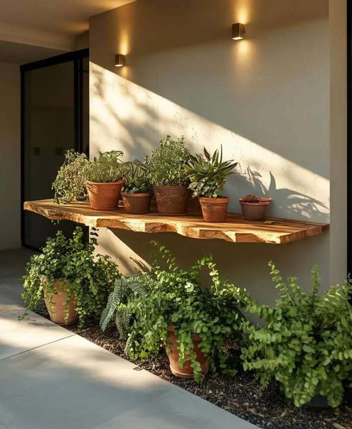 Handcrafted Solid Wood Floating Shelf Farmhouse Outdoor Wall Shelf