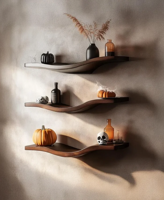 Rustic Solid Wood Floating Shelf Farmhouse Wall Bookshelf Handmade