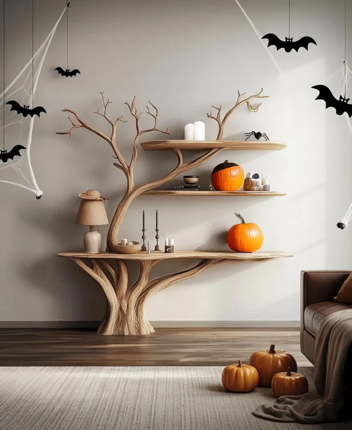 Rustic Live Edge Sofa Table With Bookshelves Handmade Entryway Desk