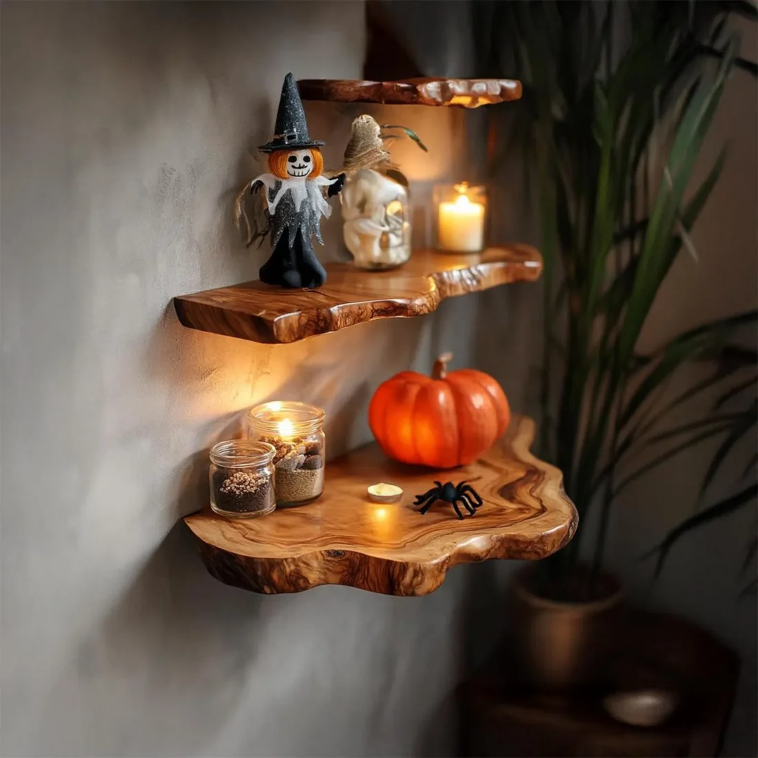 Live Edge Solid Wood Floating Shelf Wood Grain Wall Shelf
